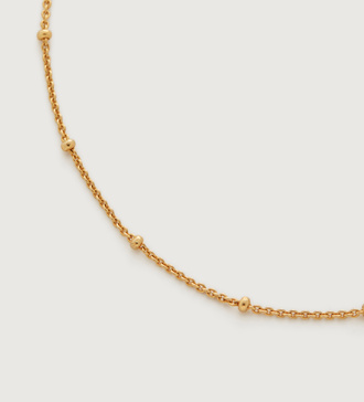 Gold Vermeil Fine Beaded Chain Necklace 41-46cm/16-18" - Monica Vinader