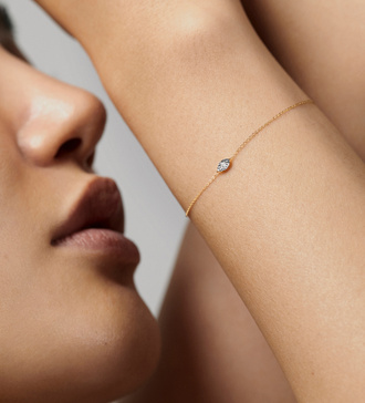 Alternate view of Gold Lab Grown Diamond Marquise Solitaire Chain Bracelet - Lab Grown Diamond - Monica Vinader